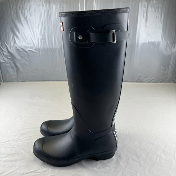 Hunter Original Women's Tall Rain Boots Black Classic Logo Preppy Farm Matte 9 - Picture 6 of 10